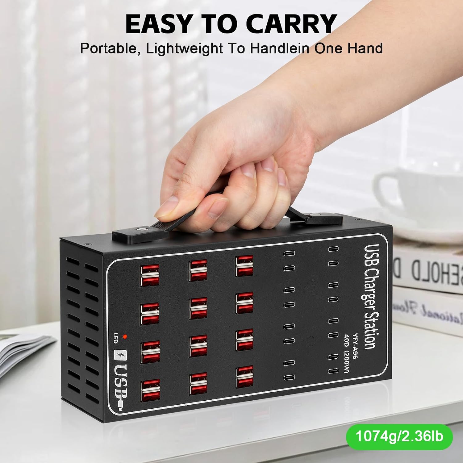 300W 60A USB Charging Station for Multiple Devices, 60 Port Fast USB Charger Block, Desktop Wall Fast Charger with Intelligent Protection, USΒ Power Strip Suitable for Home Office School - Image 7
