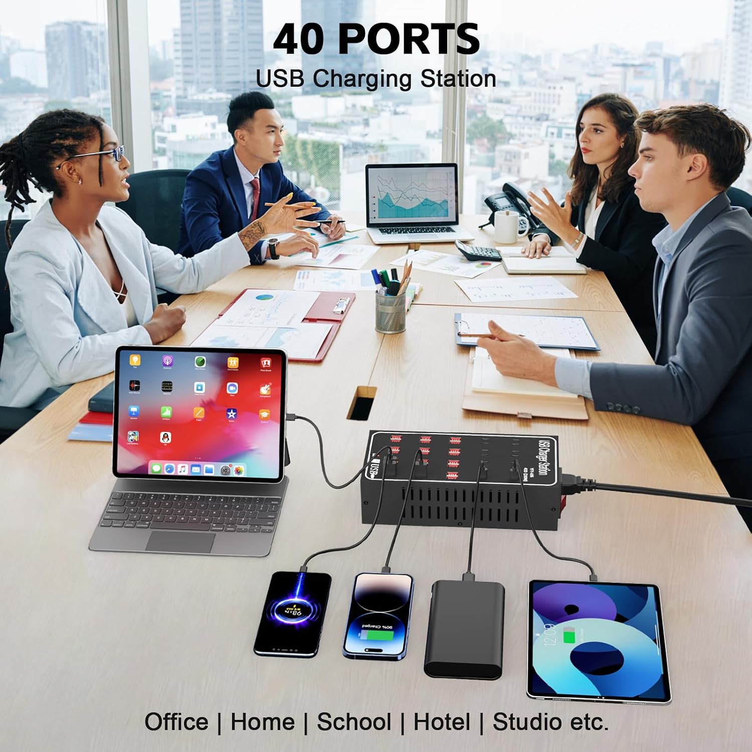 300W 60A USB Charging Station for Multiple Devices, 60 Port Fast USB Charger Block, Desktop Wall Fast Charger with Intelligent Protection, USΒ Power Strip Suitable for Home Office School - Image 8