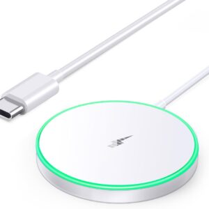 Magnetic Wireless Charger 15W Mag Safe Charger-Fast Charging Pad Compatible with iPhone17/16/15/14/13/12 Series & Airpods 2 3 Pro-LED Mag-Safe Pad with Dual Charging Ports Original Replacement(White)