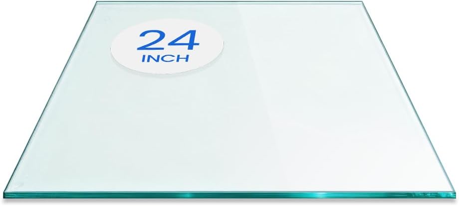 Dulles Glass 24" Square Glass Table Top, 1/4" Thick Clear Tempered Replacement Glass, Flat Polished Edge & Eased Corners for Coffee, Dining, Patio Tables & Furniture Protection