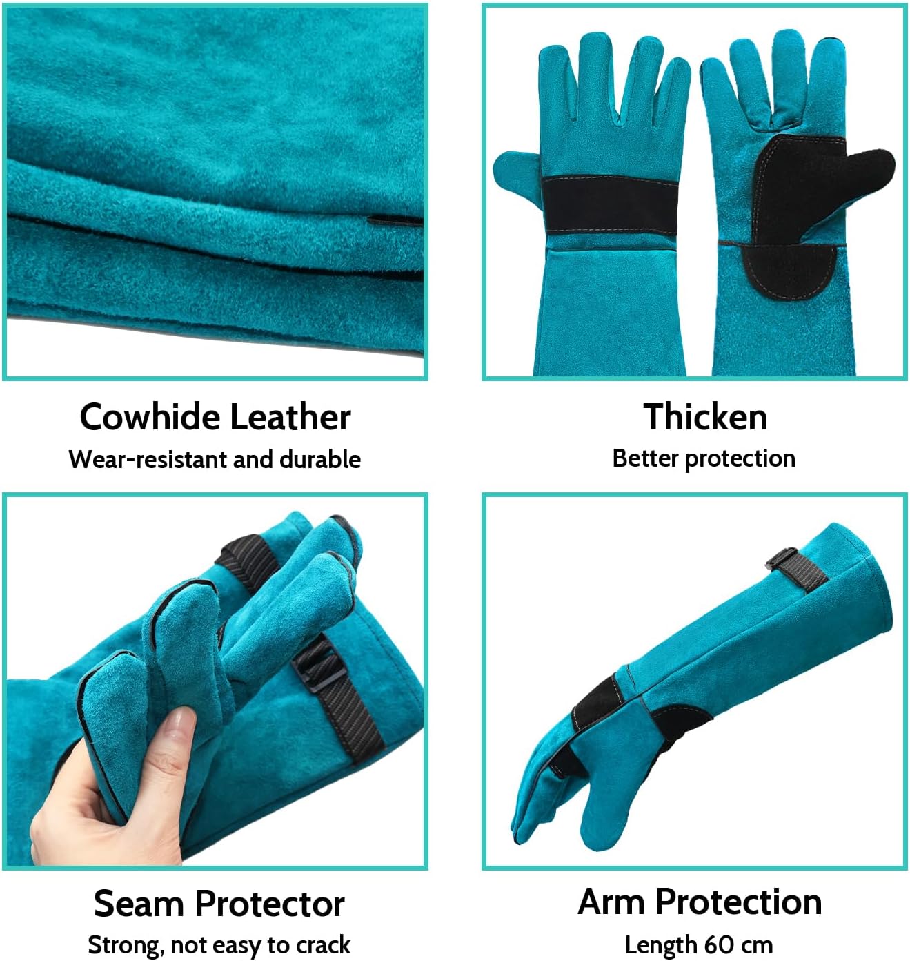 23.6 in Animal Handling Gloves, Bite Proof Scratch Resistant | for Dogs, Cats, Birds, Reptiles, Vet, Grooming & Wildlife Rescue - Image 3