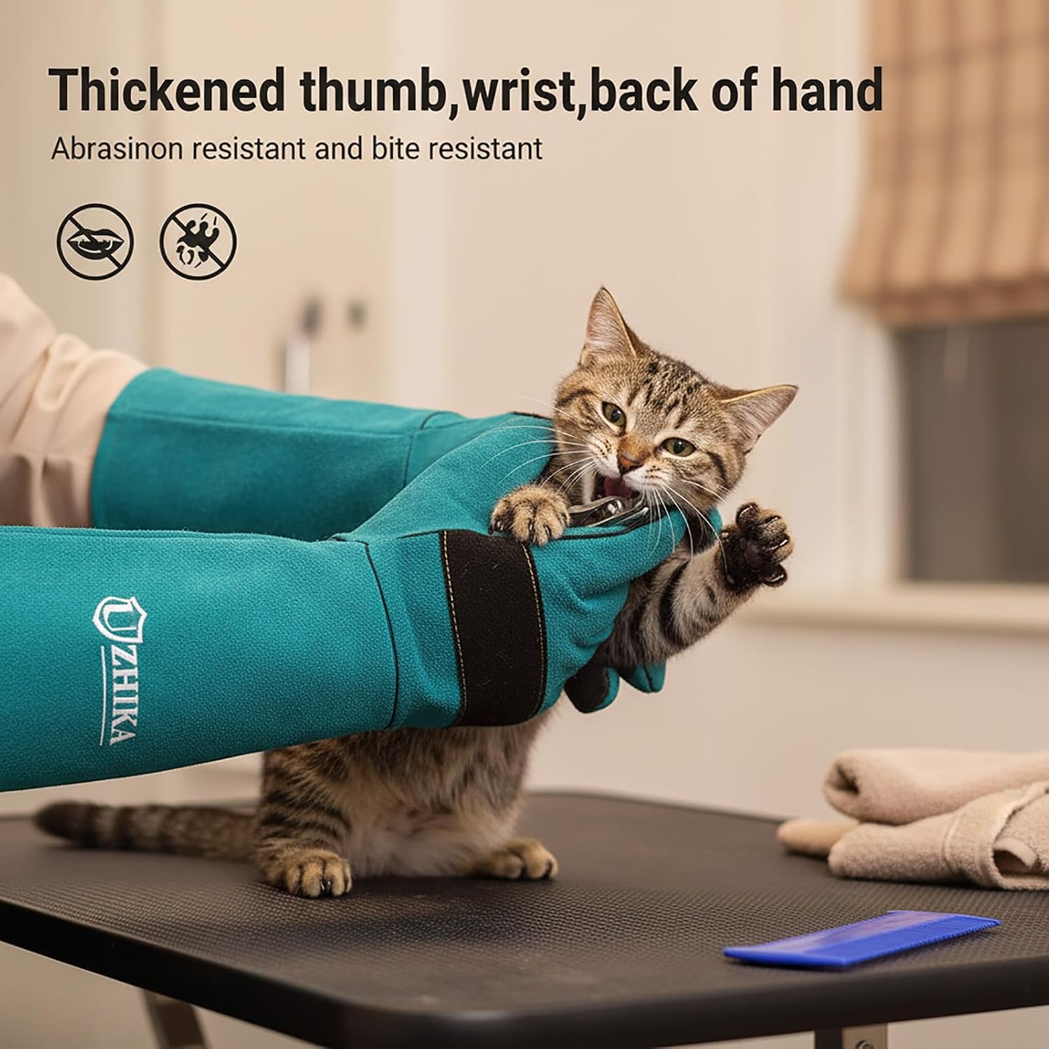 23.6 in Animal Handling Gloves, Bite Proof Scratch Resistant | for Dogs, Cats, Birds, Reptiles, Vet, Grooming & Wildlife Rescue - Image 4