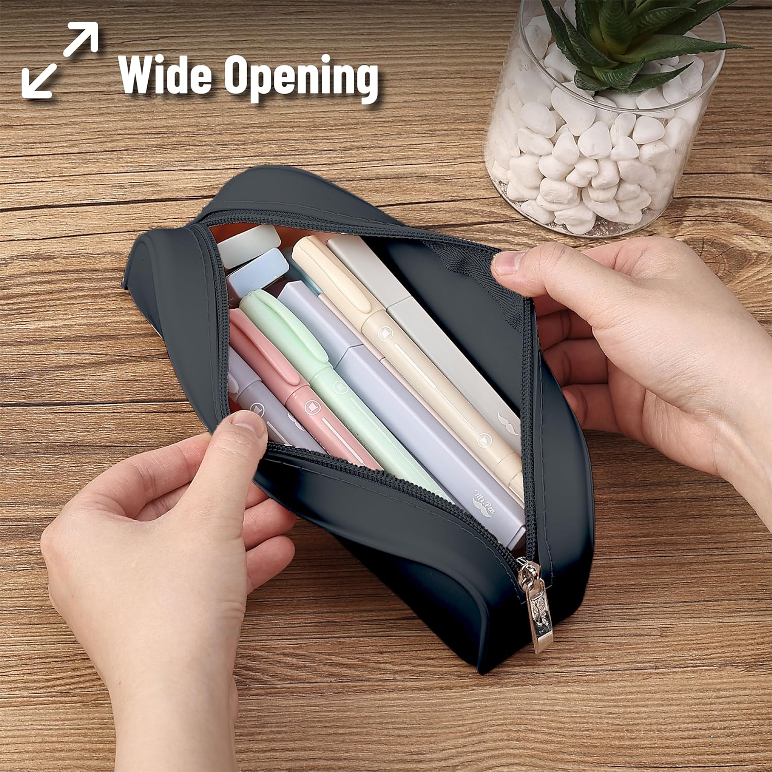 Mr. Pen- Silicone Pencil Case, Aesthetic Pencil Bag for Women, Makeup Pouch | Multifunctional Pouch for Stationery, Cosmetics and Electrical Goods Storage - Image 5