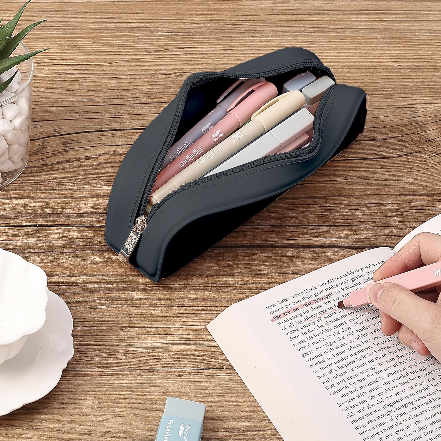 Mr. Pen- Silicone Pencil Case, Aesthetic Pencil Bag for Women, Makeup Pouch | Multifunctional Pouch for Stationery, Cosmetics and Electrical Goods Storage - Image 8